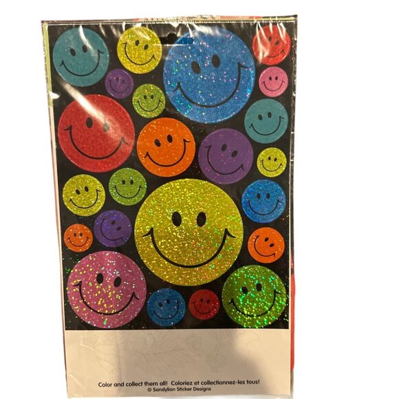 Vintage Sandylion Glitter Smiley Face Stickers New Sealed Rare PPMG4 - Picture 1 of 12
